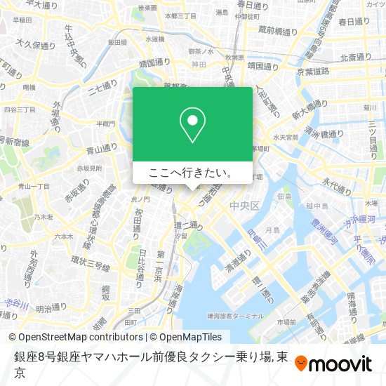 銀座8号銀座ヤマハホール前優良タクシー乗り場地図
