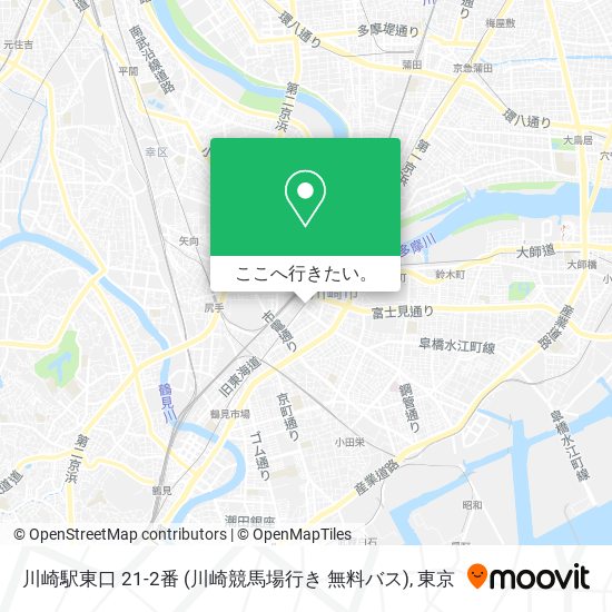 川崎駅東口 21-2番 (川崎競馬場行き 無料バス)地図