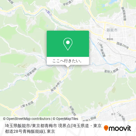 埼玉県飯能市 / 東京都青梅市 境界点(埼玉県道・東京都道28号青梅飯能線)地図