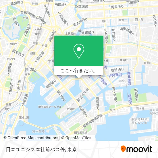 日本ユニシス本社前バス停地図