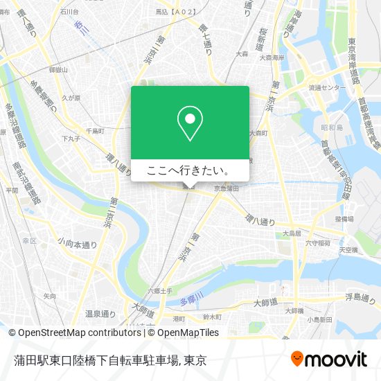 ここ から 蒲田 駅 まで 自転車