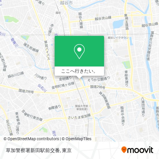 草加警察署新田駅前交番地図