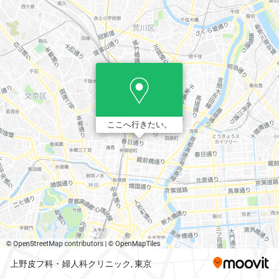 上野皮フ科・婦人科クリニック地図