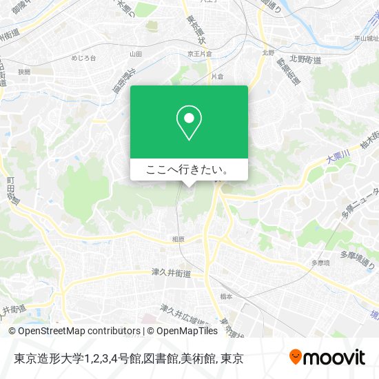 東京造形大学1,2,3,4号館,図書館,美術館地図