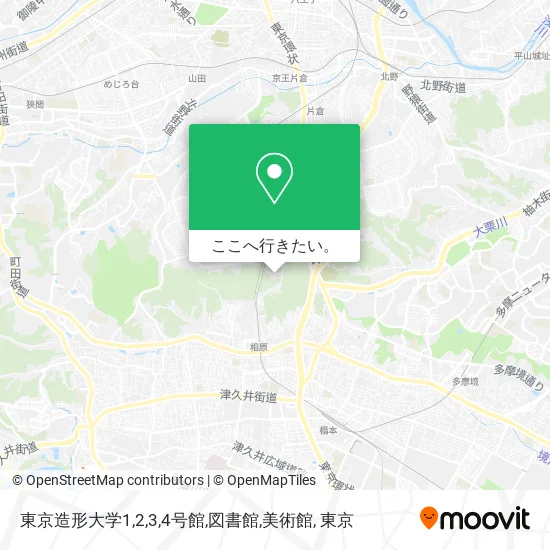 東京造形大学1,2,3,4号館,図書館,美術館地図