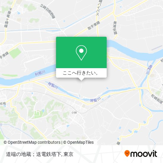 道端の地蔵；送電鉄塔下地図