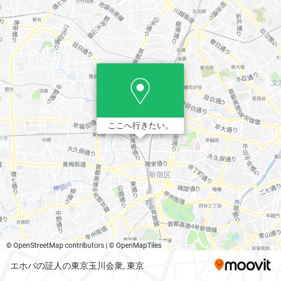 エホバの証人の東京玉川会衆地図