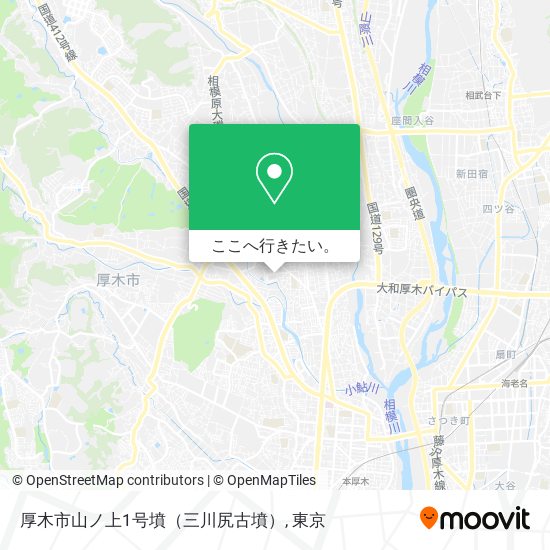 厚木市山ノ上1号墳（三川尻古墳）地図