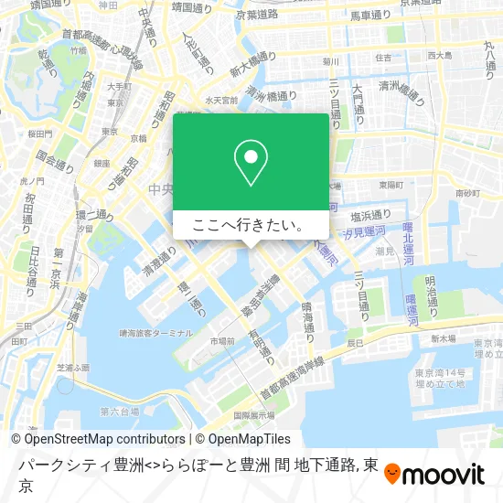 パークシティ豊洲<>ららぽーと豊洲 間 地下通路地図