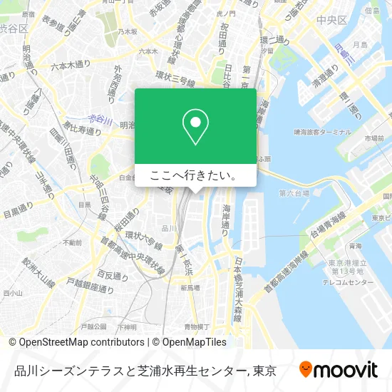 品川シーズンテラスと芝浦水再生センター地図