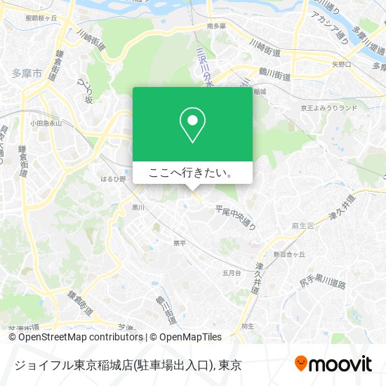 ジョイフル東京稲城店(駐車場出入口)地図