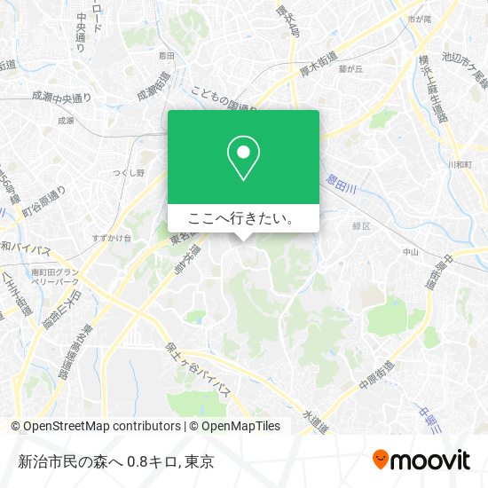 新治市民の森へ 0.8キロ地図