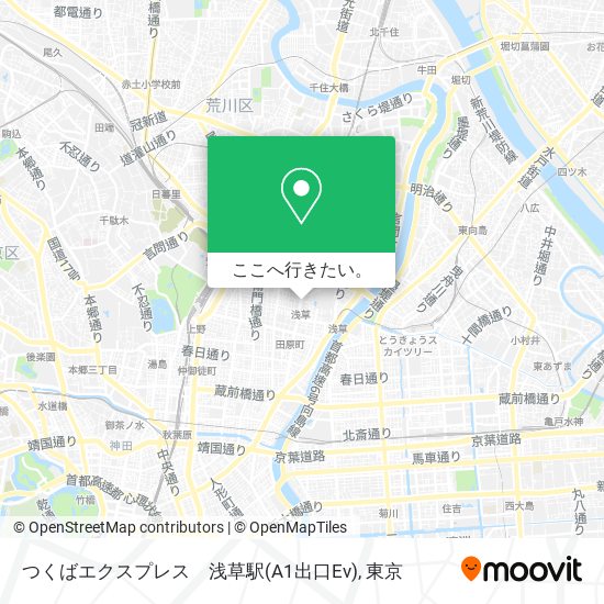 つくばエクスプレス　浅草駅(A1出口Ev)地図