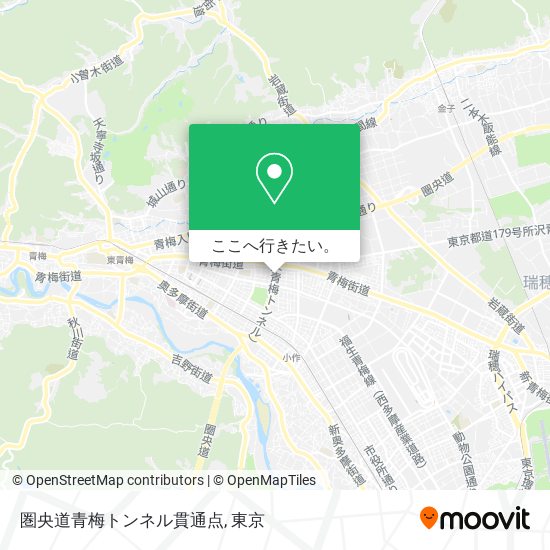 圏央道青梅トンネル貫通点地図