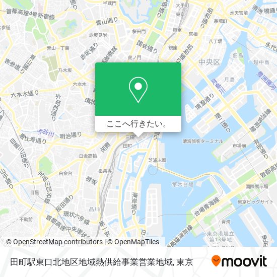 田町駅東口北地区地域熱供給事業営業地域地図