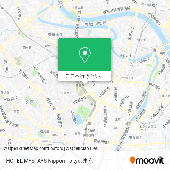 HOTEL MYSTAYS Nippori Tokyo地図
