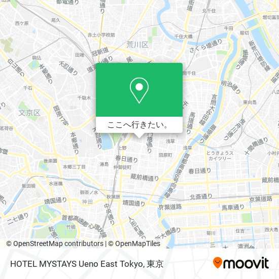 HOTEL MYSTAYS Ueno East Tokyo地図