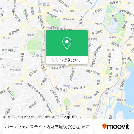 パークウェルステイト西麻布建設予定地地図