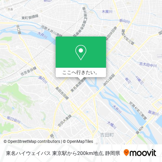 東名ハイウェイバス 東京駅から200km地点地図