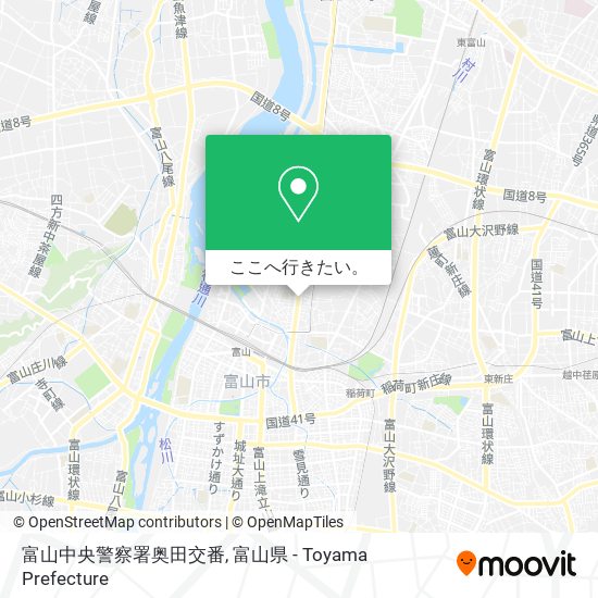 富山中央警察署奥田交番地図