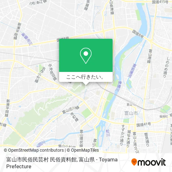 富山市民俗民芸村 民俗資料館地図