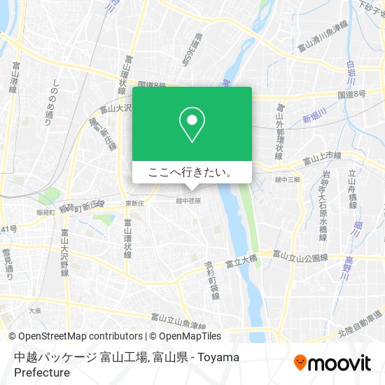 中越パッケージ 富山工場地図
