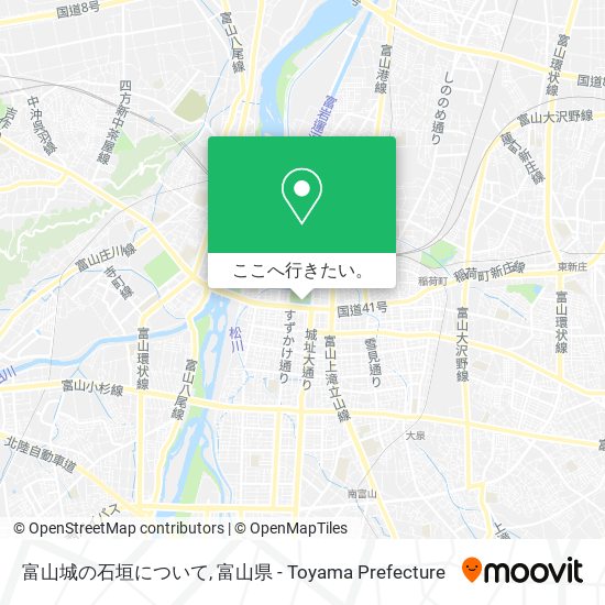 富山城の石垣について地図