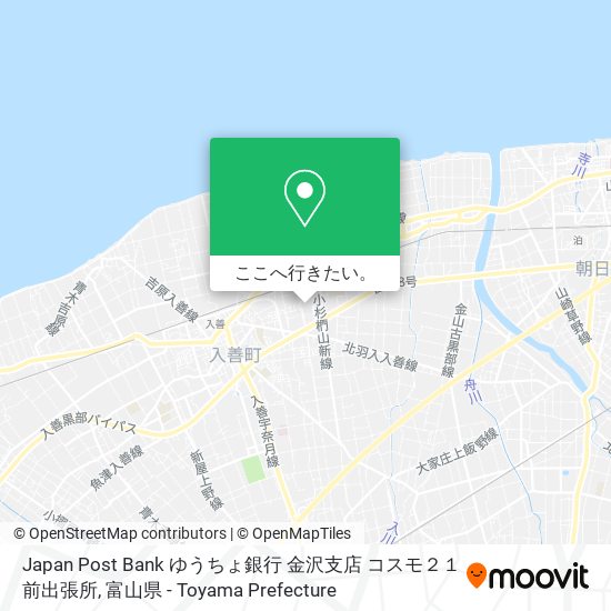 Japan Post Bank ゆうちょ銀行 金沢支店 コスモ２１前出張所地図