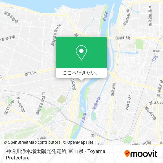 神通川浄水場太陽光発電所地図