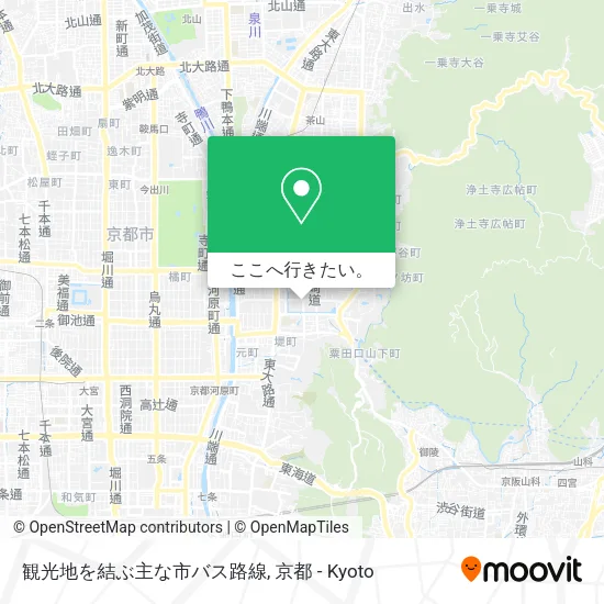 観光地を結ぶ主な市バス路線地図