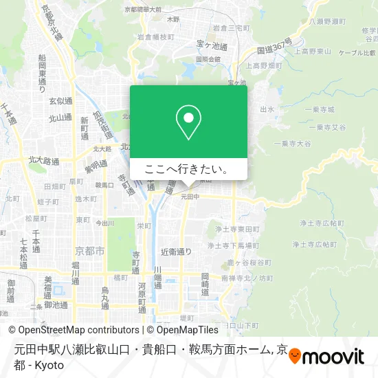 元田中駅八瀬比叡山口・貴船口・鞍馬方面ホーム地図