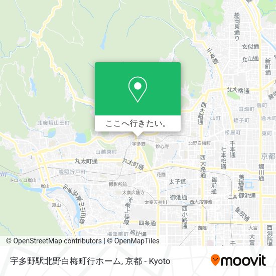 宇多野駅北野白梅町行ホーム地図
