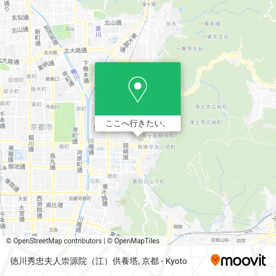 徳川秀忠夫人崇源院（江）供養塔地図