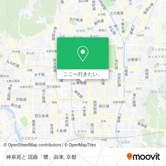 神泉苑と 謡曲「鷺」由来地図