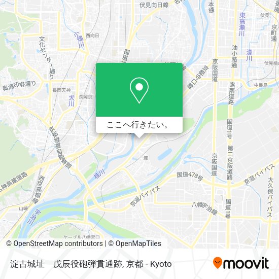 淀古城址　戊辰役砲弾貫通跡地図