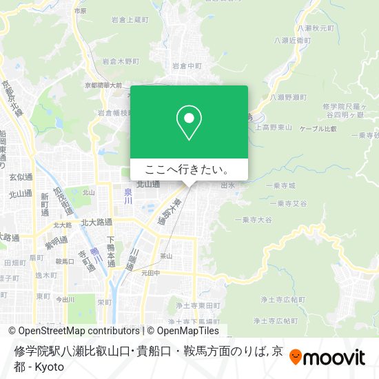 修学院駅八瀬比叡山口･貴船口・鞍馬方面のりば地図