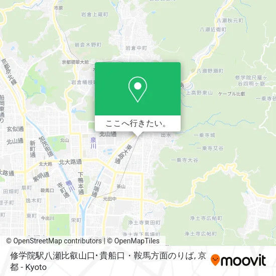 修学院駅八瀬比叡山口･貴船口・鞍馬方面のりば地図