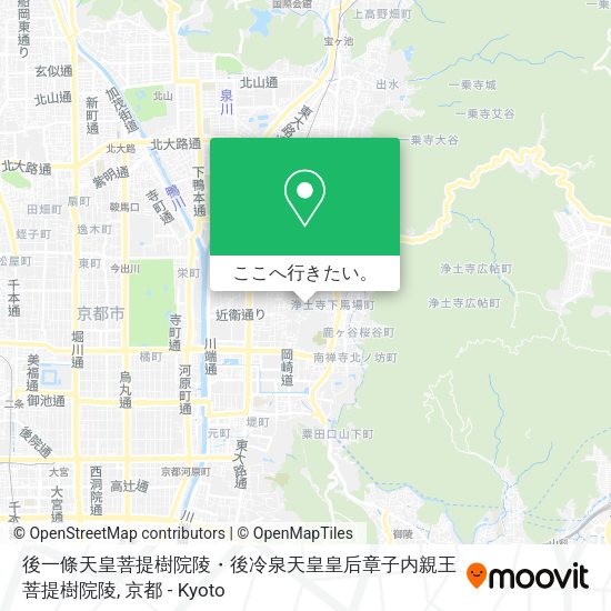 後一條天皇菩提樹院陵・後冷泉天皇皇后章子内親王菩提樹院陵地図