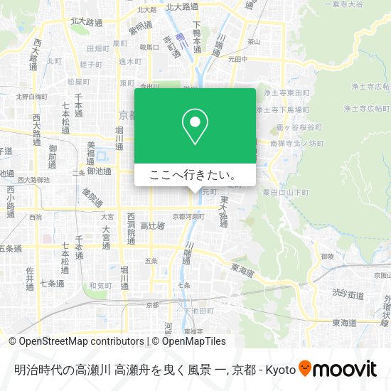 明治時代の高瀬川 高瀬舟を曳く風景 一地図