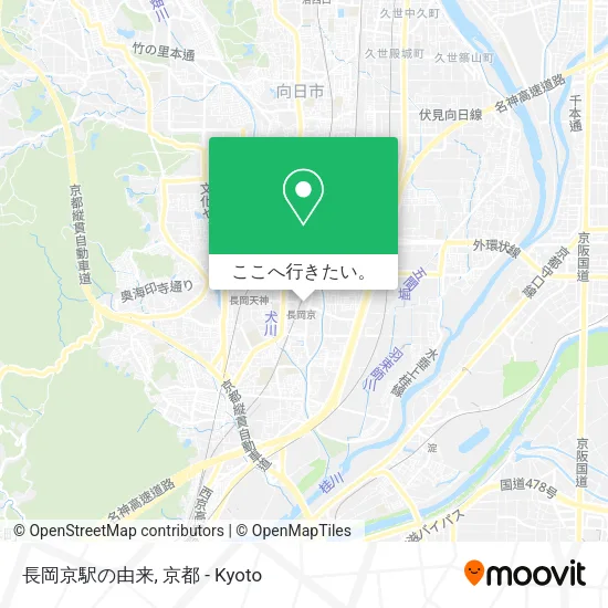 長岡京駅の由来地図