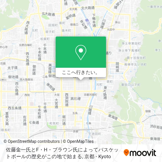 佐藤金一氏とF・H・ブラウン氏によってバスケットボールの歴史がこの地で始まる地図