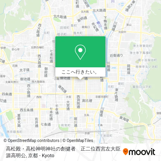 高松殿・高松神明神社の創健者　正二位西宮左大臣　源高明公地図