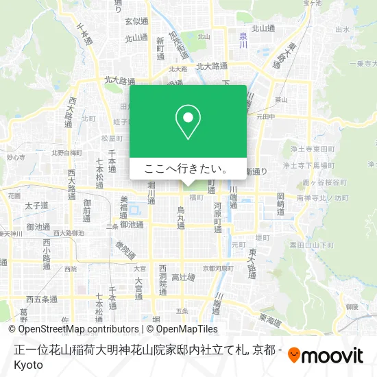 正一位花山稲荷大明神花山院家邸内社立て札地図