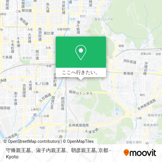 守脩親王墓、淑子内親王墓、朝彦親王墓地図