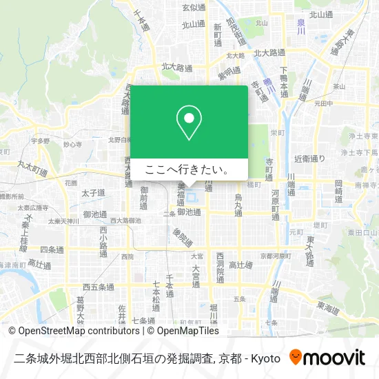 二条城外堀北西部北側石垣の発掘調査地図