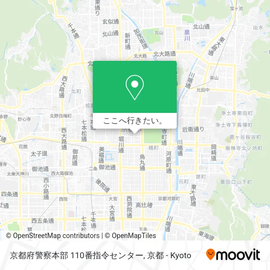 京都府警察本部 110番指令センター地図