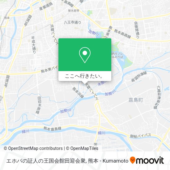 エホバの証人の王国会館田迎会衆地図