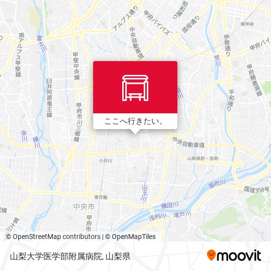 山梨大学医学部附属病院地図