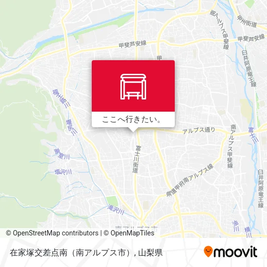 在家塚交差点南（南アルプス市）地図