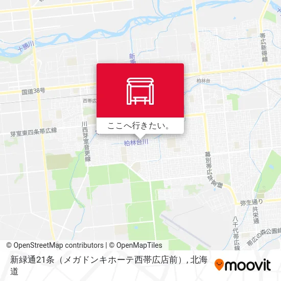 新緑通21条（メガドンキホーテ西帯広店前）地図